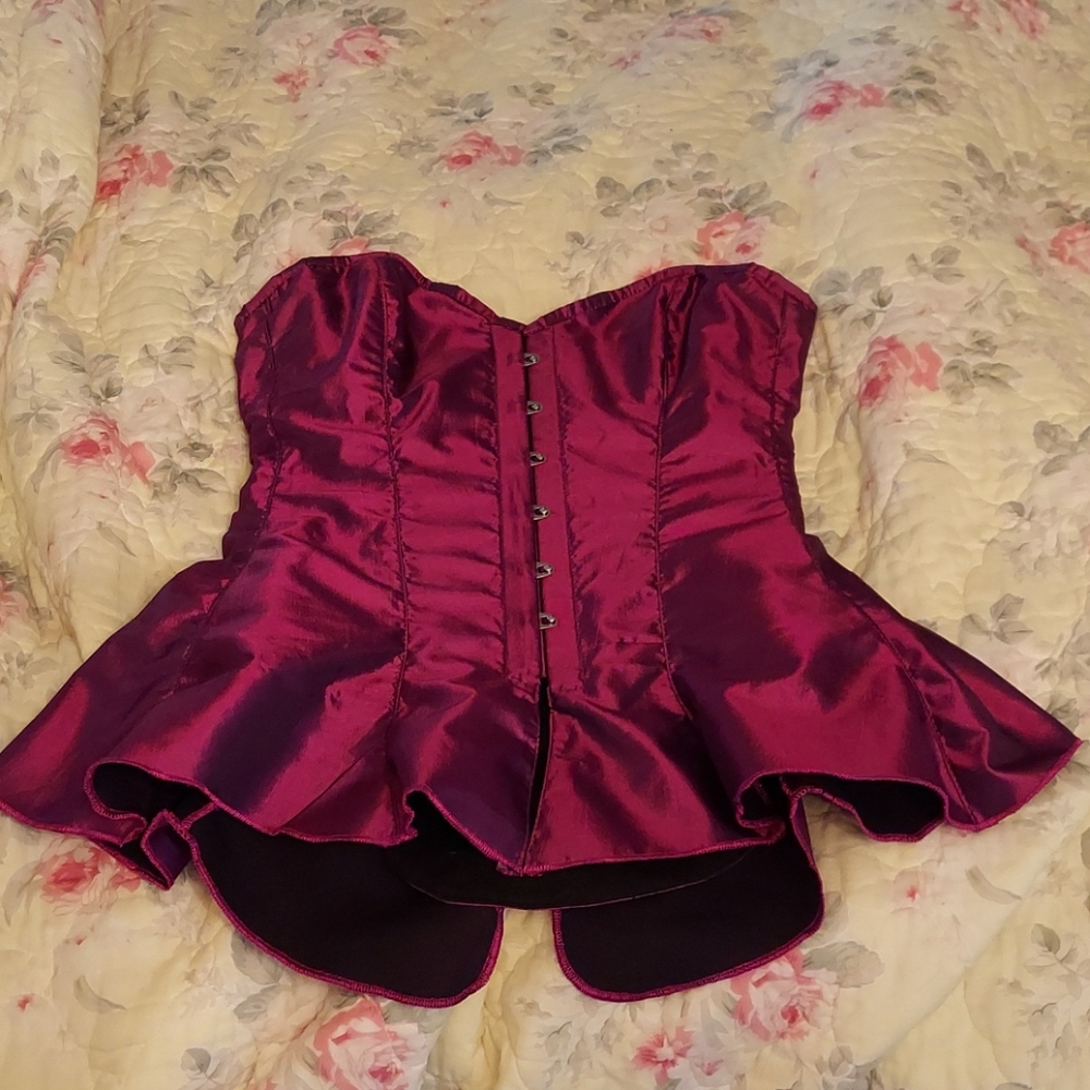 Skirted purple corset from Leatherotics